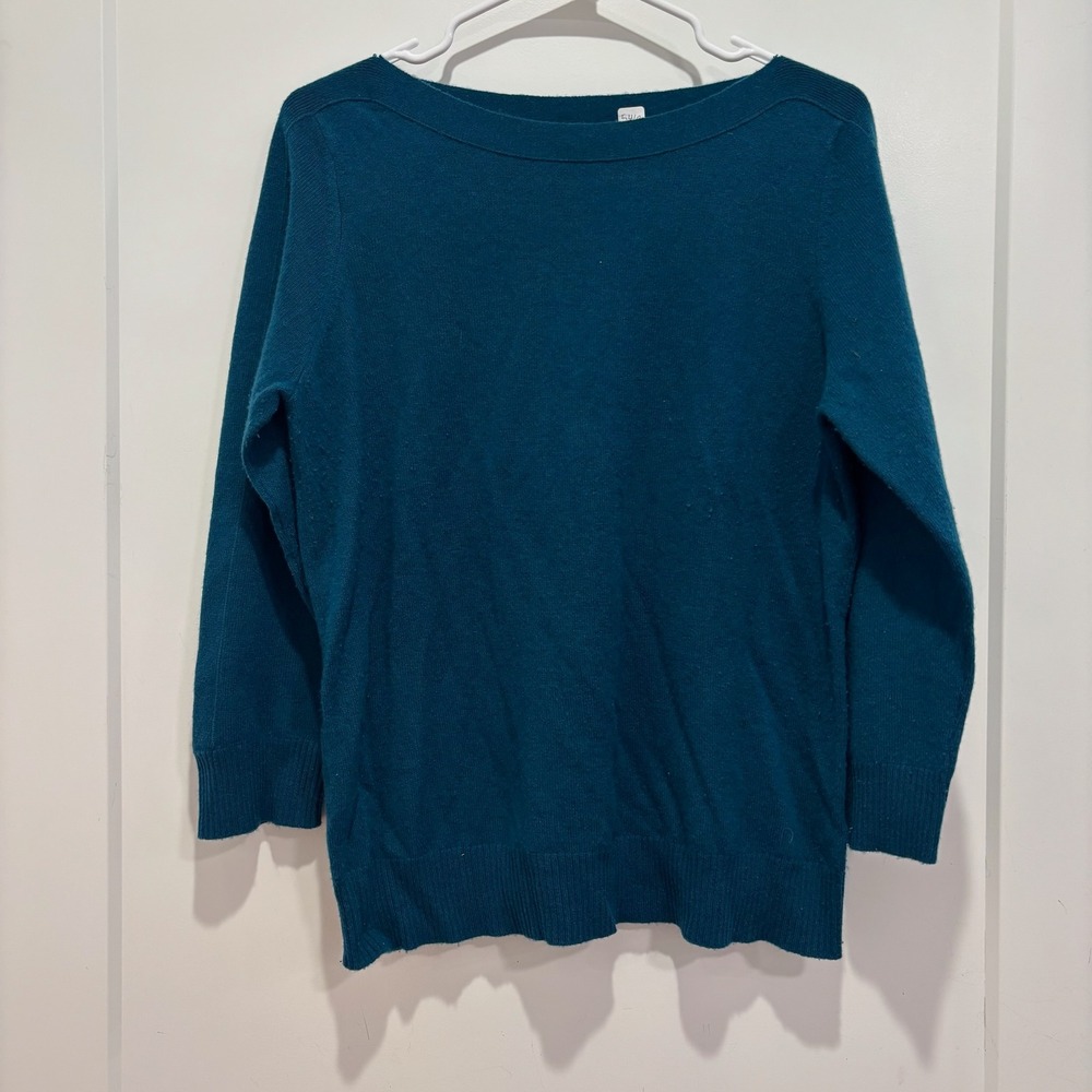 Carroll‎ Reed Vintage 100% Wool Teal Boat Neck Sweater XL Hong Kong Made